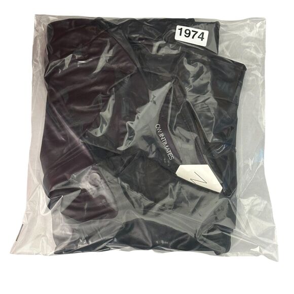 NEW OW Intimates Ella Mini Dress L Black Womens Faux Leather Button Front Collar - Picture 9 of 9